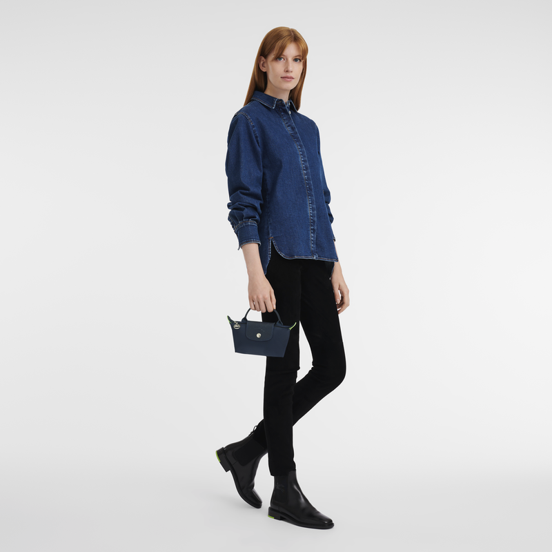 Alternative view of Túi Longchamp Le Pliage Green Pouch With Handle 'Navy' 34175919P68