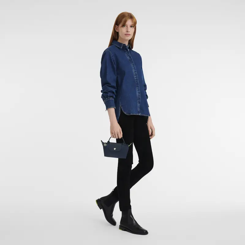 Alternative view of Túi Longchamp Le Pliage Green Pouch With Handle 'Navy' 34175919P68