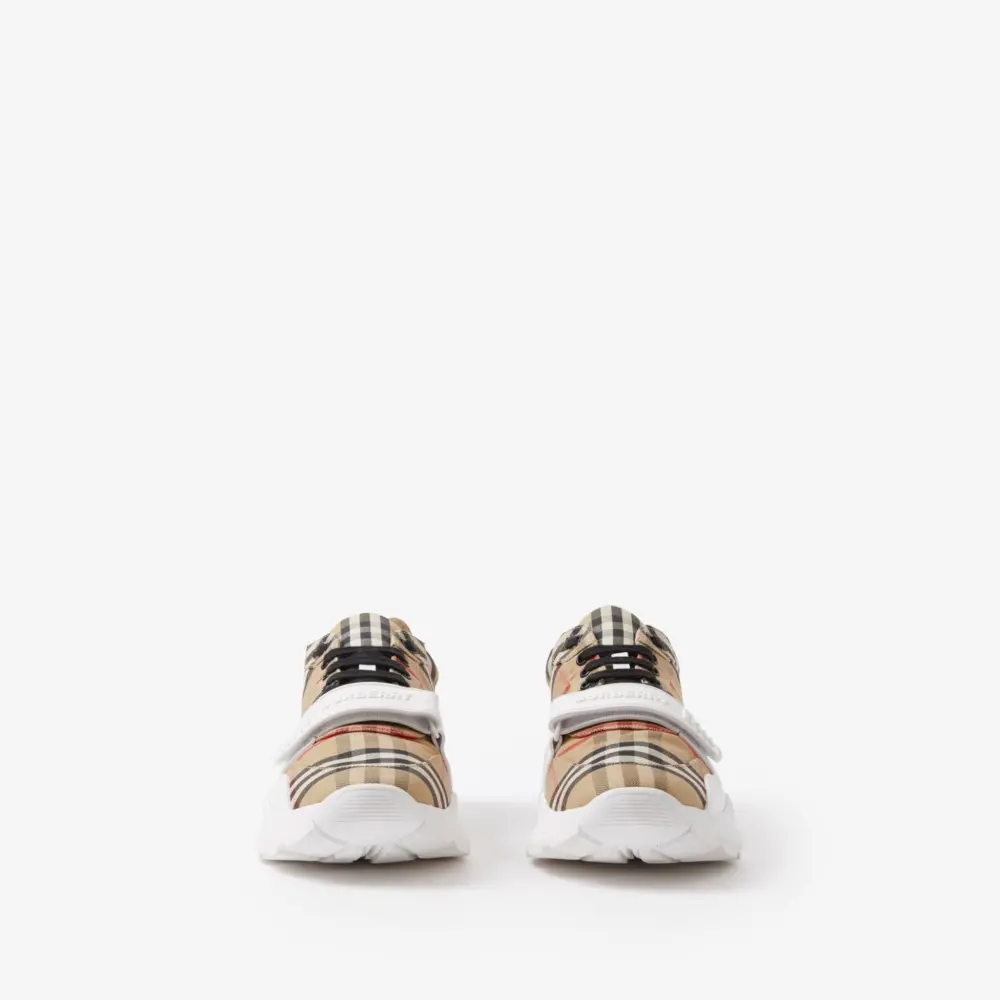 Giày Burberry Check Leather Sneakers ‘Archive Beige’ 80485771 - Ảnh 4