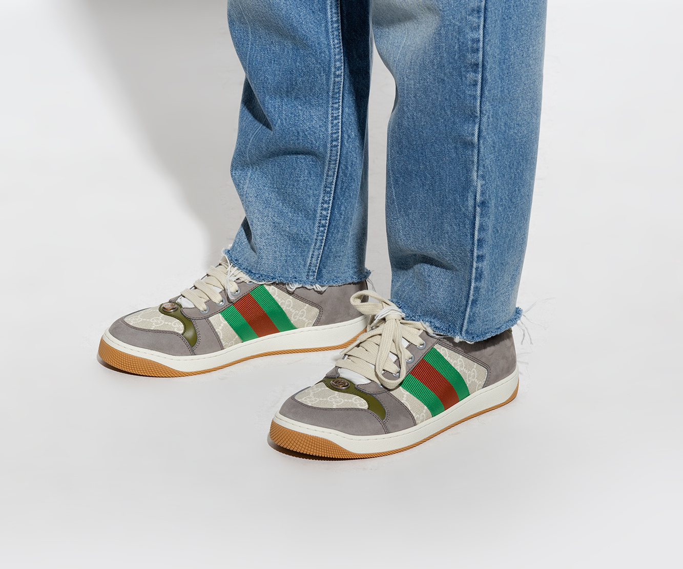 Giày Gucci Screener GG Canvas ‘Grey Beige’ 703648-UULG0-9680 - Ảnh 2