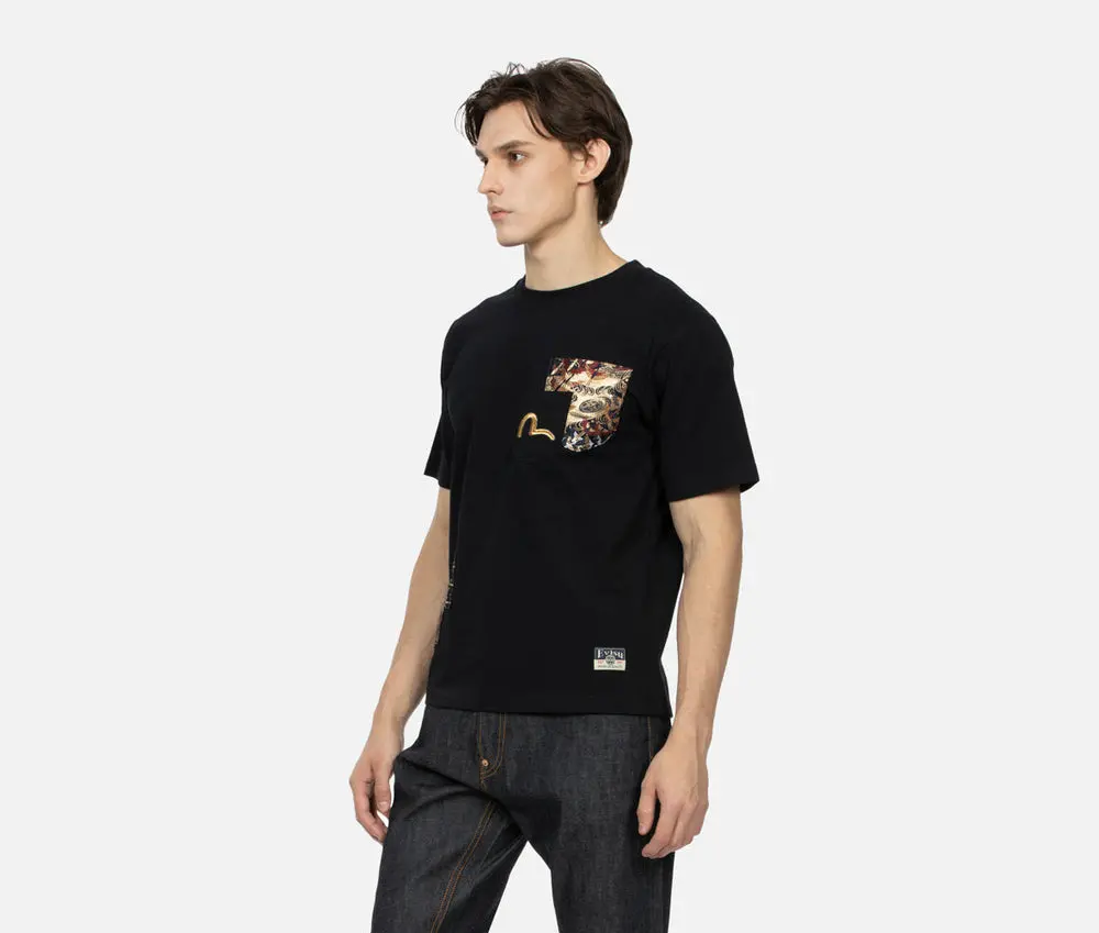 Áo Evisu Seagull Embroidery And Brocade Pocket ‘Black’ 2ESHTM4TS7066XXCT - Ảnh 3