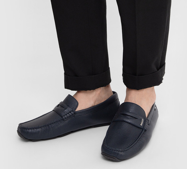 Giày Bally Pavel Leather Loafers ‘Navy’ 6234458 - Ảnh 5