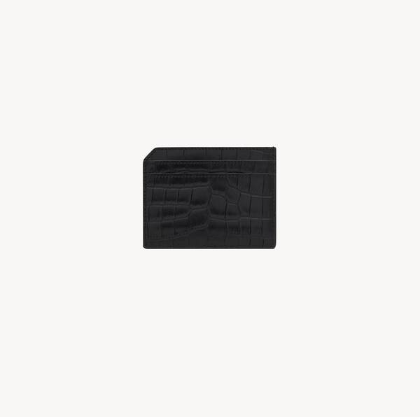 Ví Saint Laurent Tiny Cassandre Open Card ‘Black’ 758203DZEDW1000 - Ảnh 3