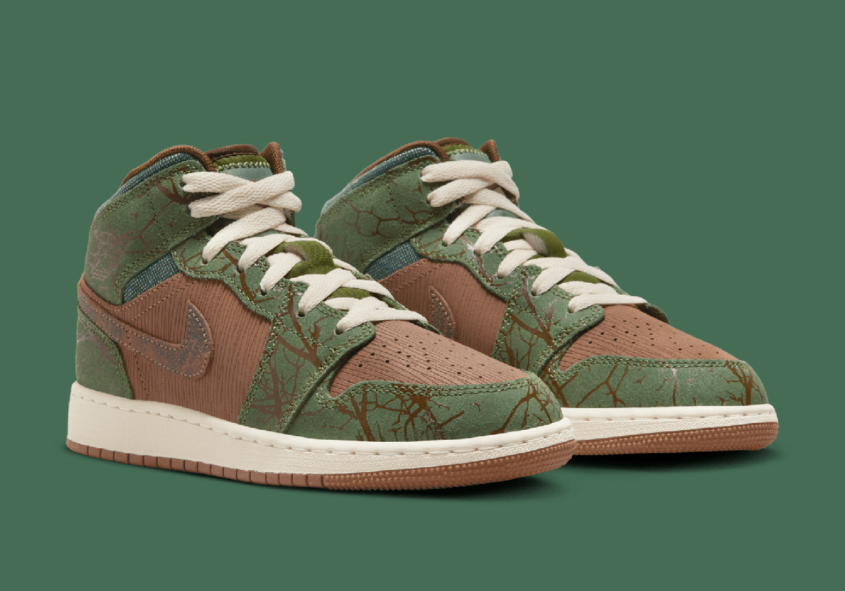 Giày Nike Air Jordan 1 Mid GS ‘Treeline’ FQ8101-200 - Ảnh 5