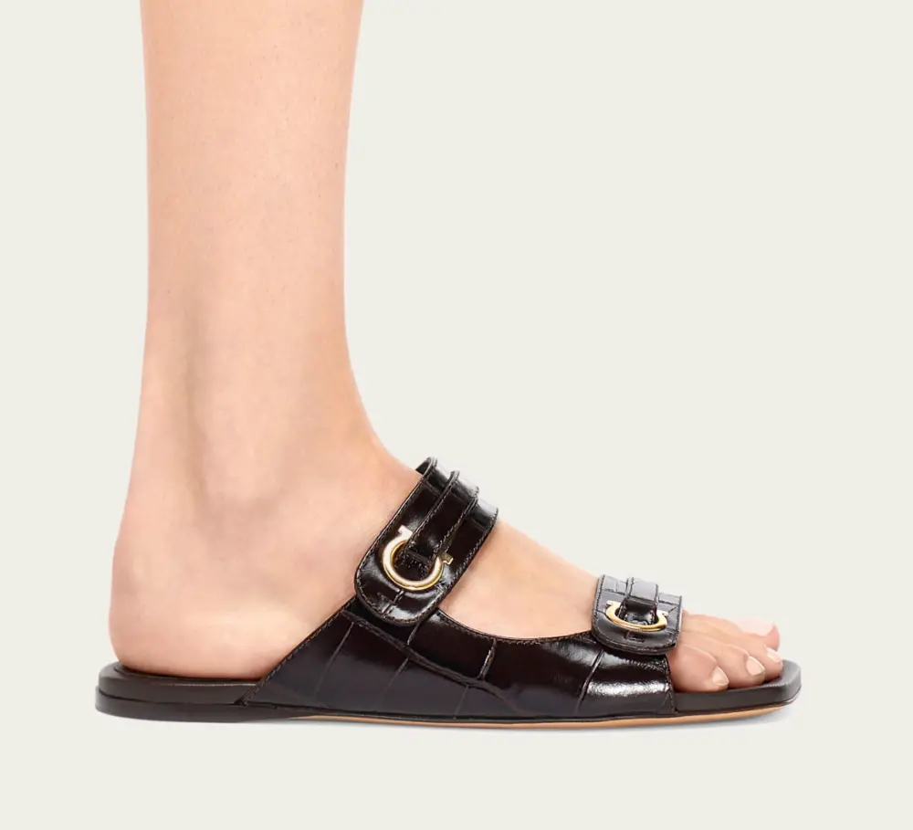 Dép Salvatore Ferragamo Gancini Ornament ‘Black’ 01I199-774580 - Ảnh 5