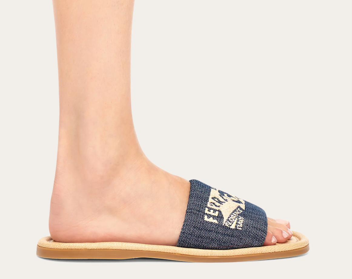 Alternative view of Dép Salvatore Ferragamo Denim Slide With Logo ‘Denim’ 01I539-773735