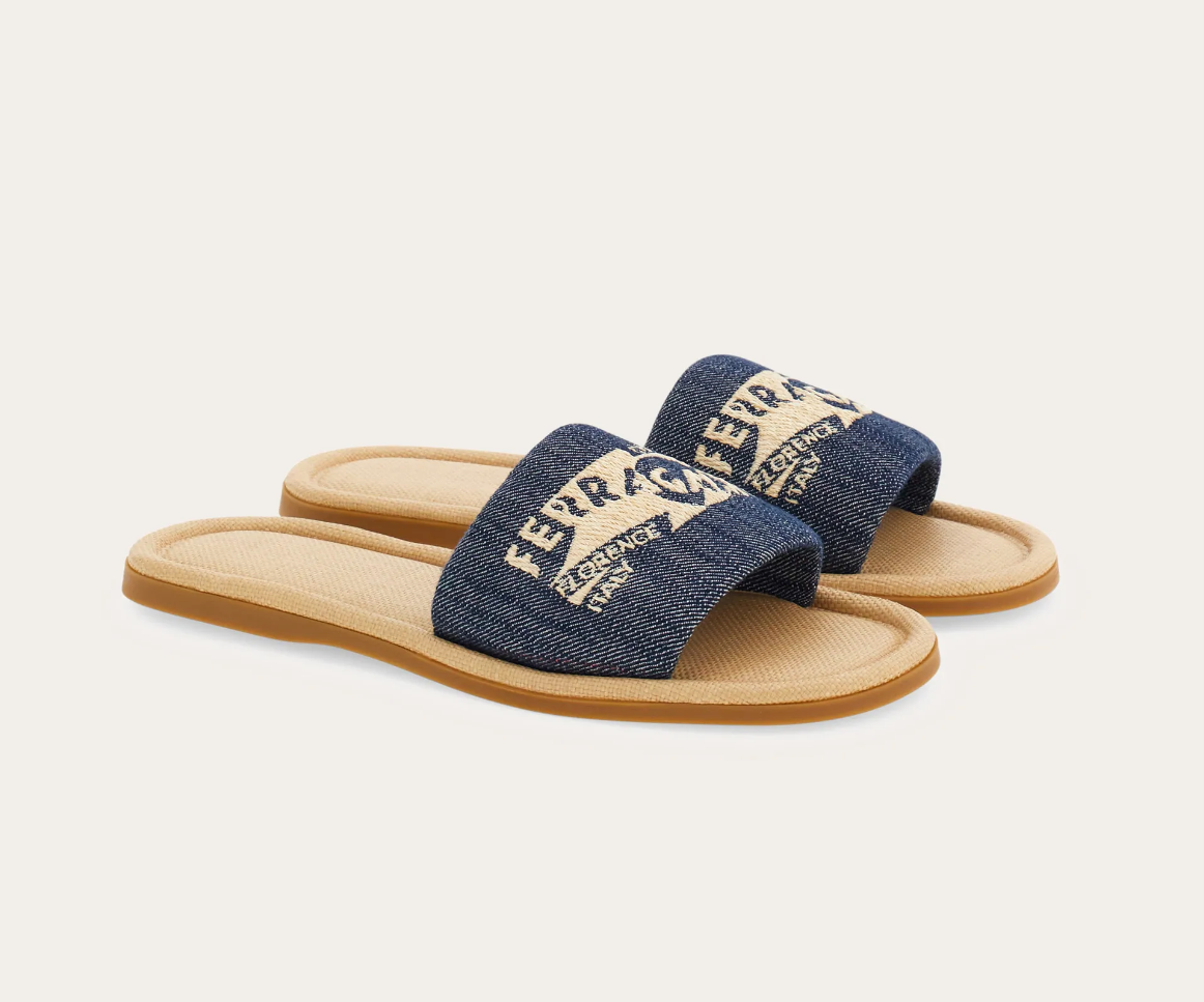 Dép Salvatore Ferragamo Denim Slide With Logo ‘Denim’ 01I539-773735 - Ảnh 5