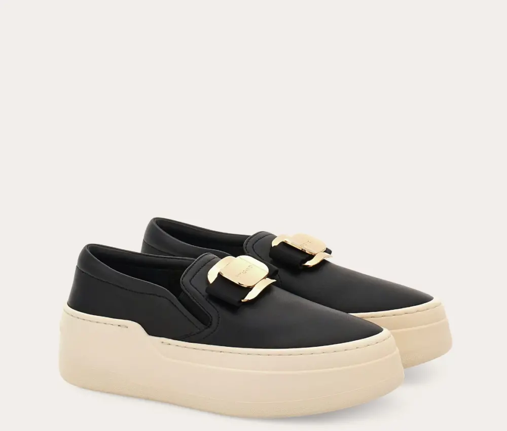 Giày Salvatore Ferragamo New Vara Plate Slip On ‘Black’ 030606-774815 - Ảnh 5