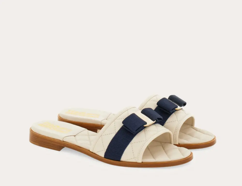 Dép Salvatore Ferragamo Quilted Slide ‘Mascarpone’ 01D474-774952 - Ảnh 4