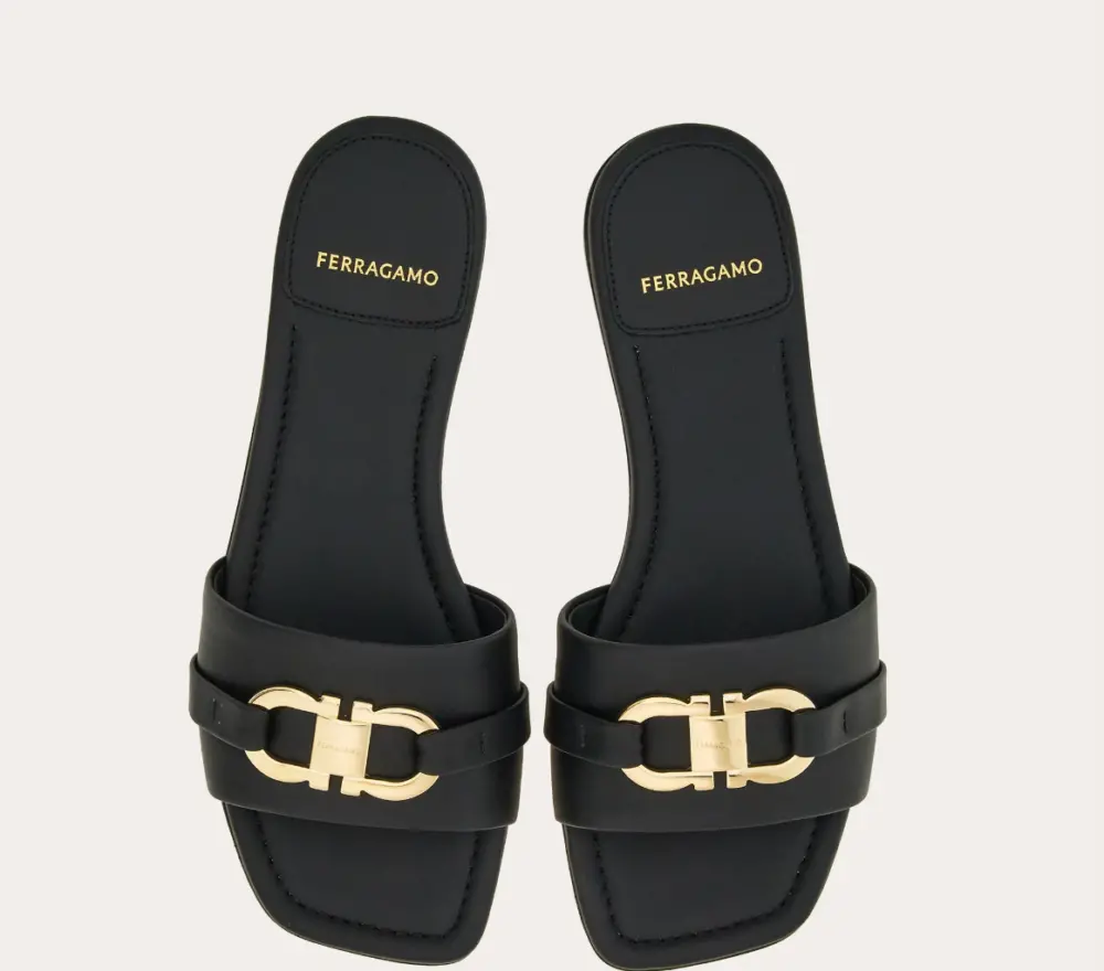 Alternative view of Dép Salvatore Ferragamo Flat Slide ‘Black’ 01G997-769636