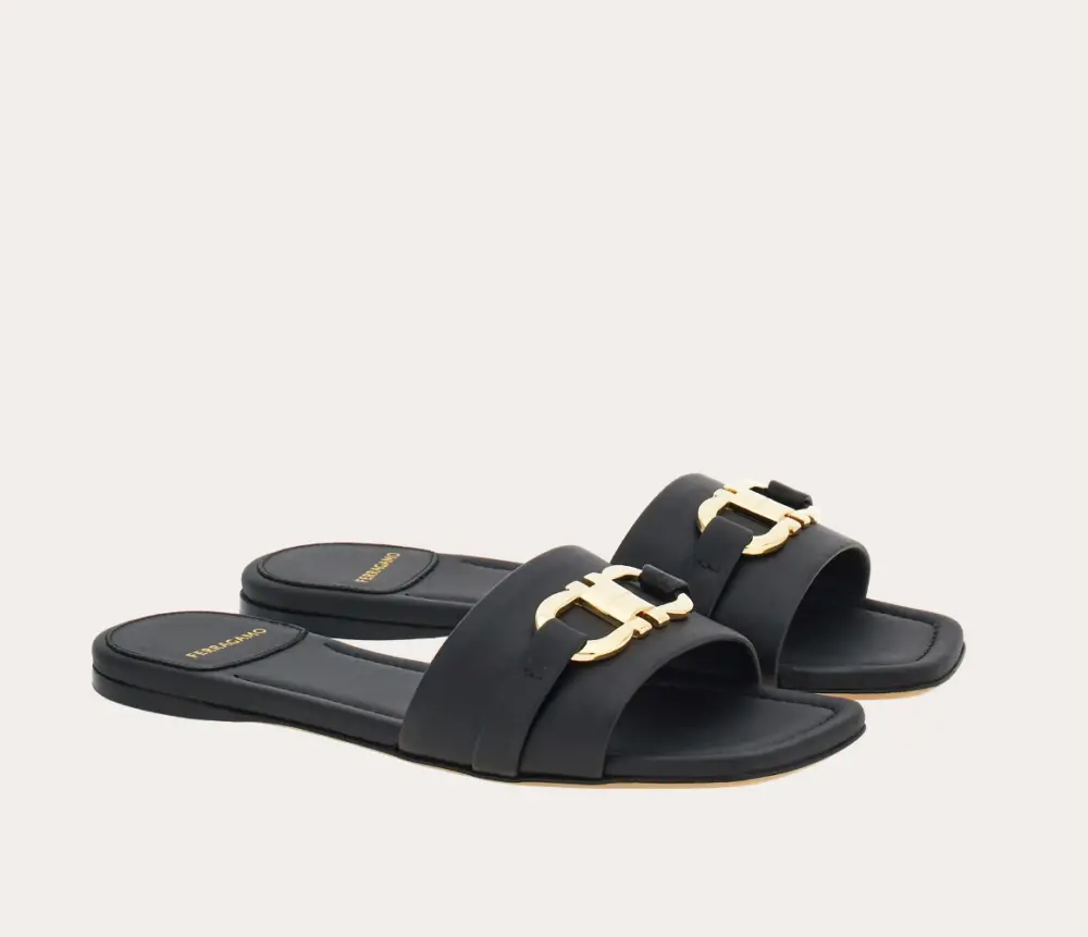 Dép Salvatore Ferragamo Flat Slide ‘Black’ 01G997-769636 - Ảnh 4