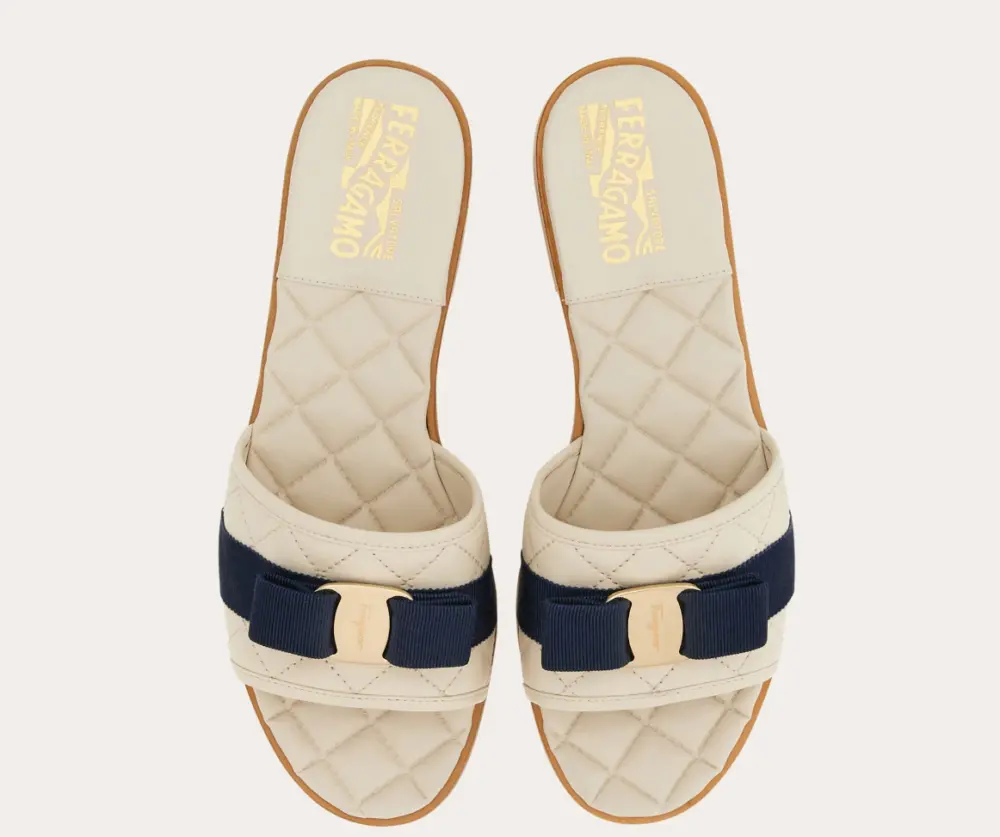 Dép Salvatore Ferragamo Quilted Slide ‘Mascarpone’ 01D474-774952 - Ảnh 3