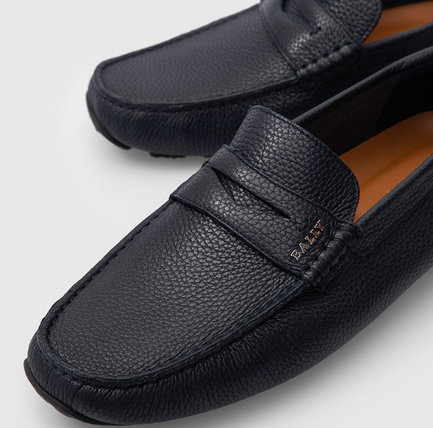 Giày Bally Pavel Leather Loafers ‘Navy’ 6234458 - Ảnh 4
