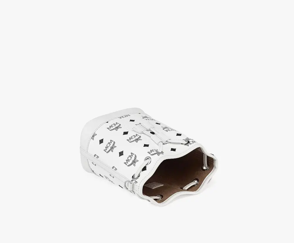 Túi MCM Dessau Drawstring Bag in Visetos ‘White’ MWDCSDU03WT001 - Ảnh 3