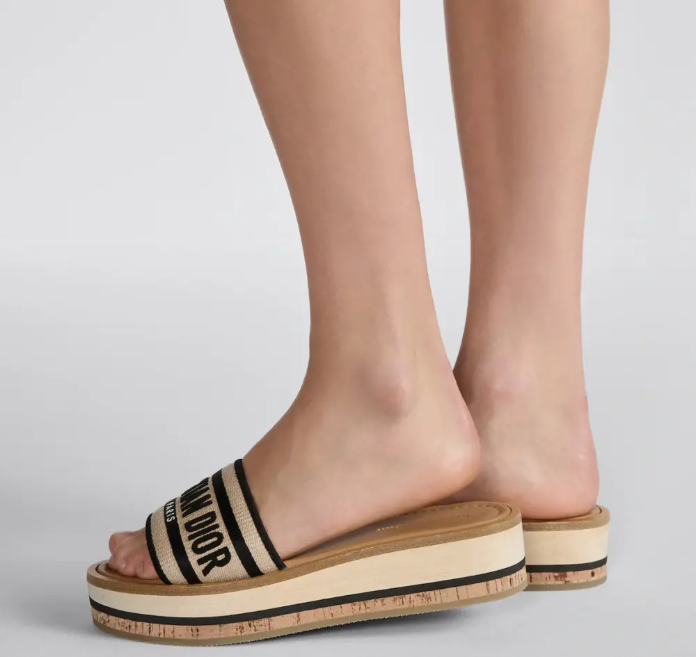 Alternative view of Dép Christian Dior Dway Platform Slide ‘Natural Raffia’ KCO052ECJ-S900