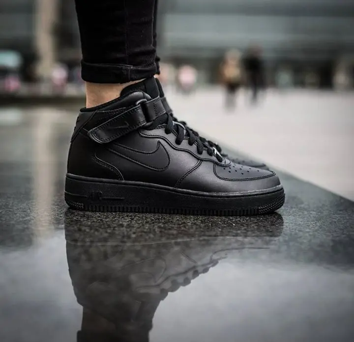 Giày Nike Wmns Air Force 1 ’07 Mid ‘Black’ 366731-001 - Ảnh 3
