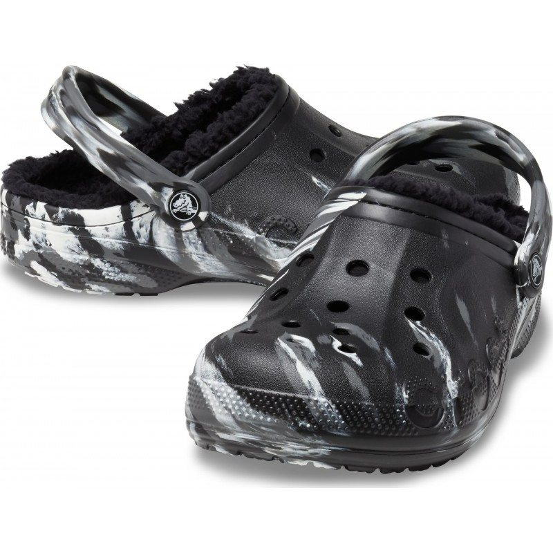 Alternative view of Dép Crocs Baya Lined Marbled Clog ‘Black White’ 208333-0C4