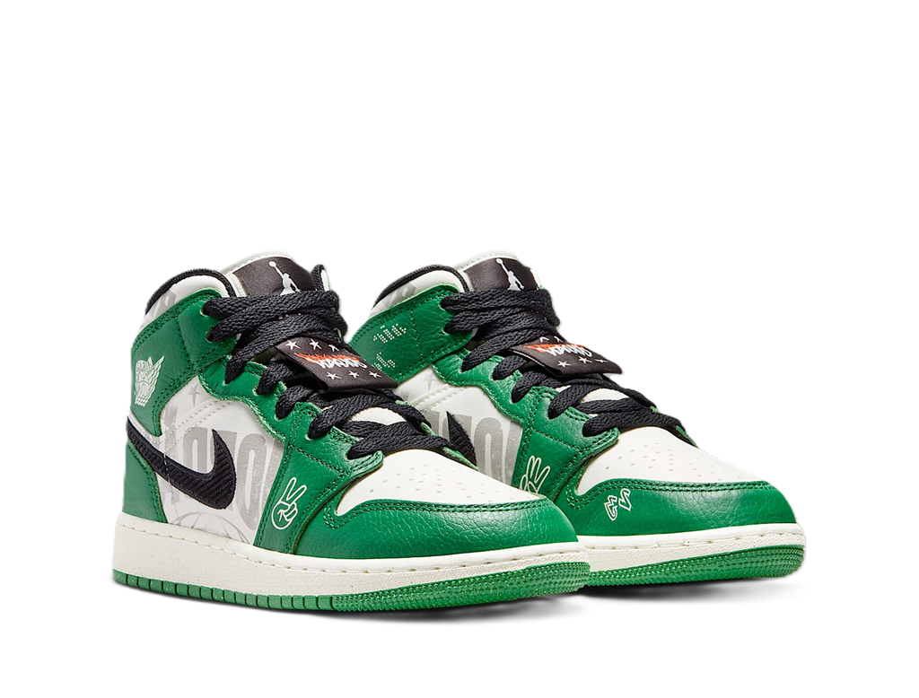 Giày Nike Air Jordan 1 Mid SE GS ‘Overbranded’ HF3200-300 - Ảnh 3