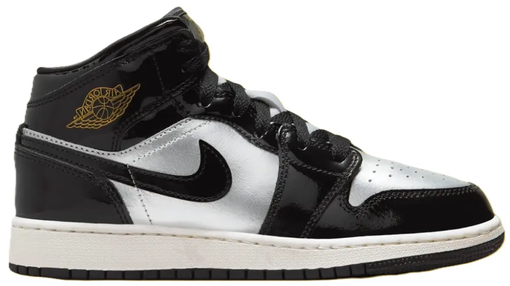 Giày Nike Air Jordan 1 Mid SE GS ‘Black Metallic Silver’ FZ3938-001