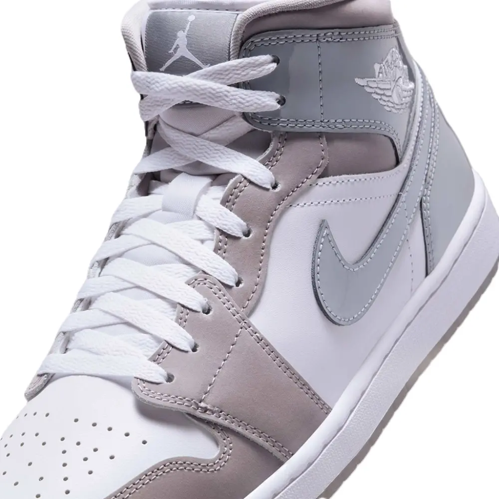 Giày Nike Air Jordan 1 Mid SE ‘White Medium Grey Cool Grey’ HF3216-100 - Ảnh 5