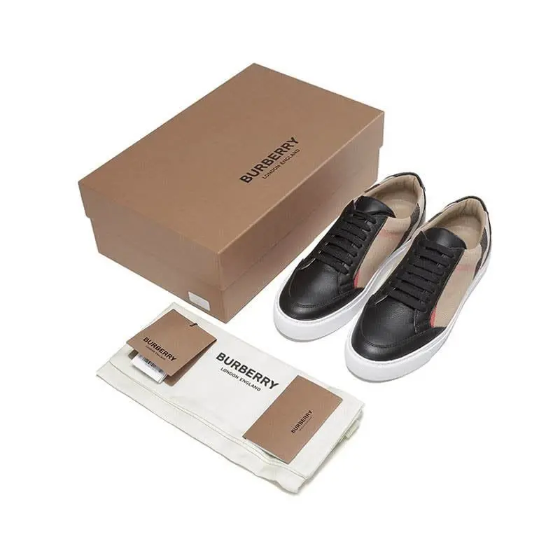Giày Burberry House Check Leather Sneakers ‘Black’ 80575081 - Ảnh 3