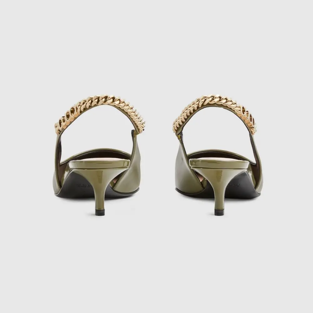 Giày Gucci Signoria Slingback Pump ‘Dark Green’ 782832-BNC80-3706 - Ảnh 3
