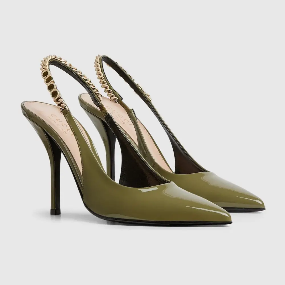 Giày Gucci Signoria Slingback Pump ‘Dark Green’ 783821-BNC80-3706 - Ảnh 4
