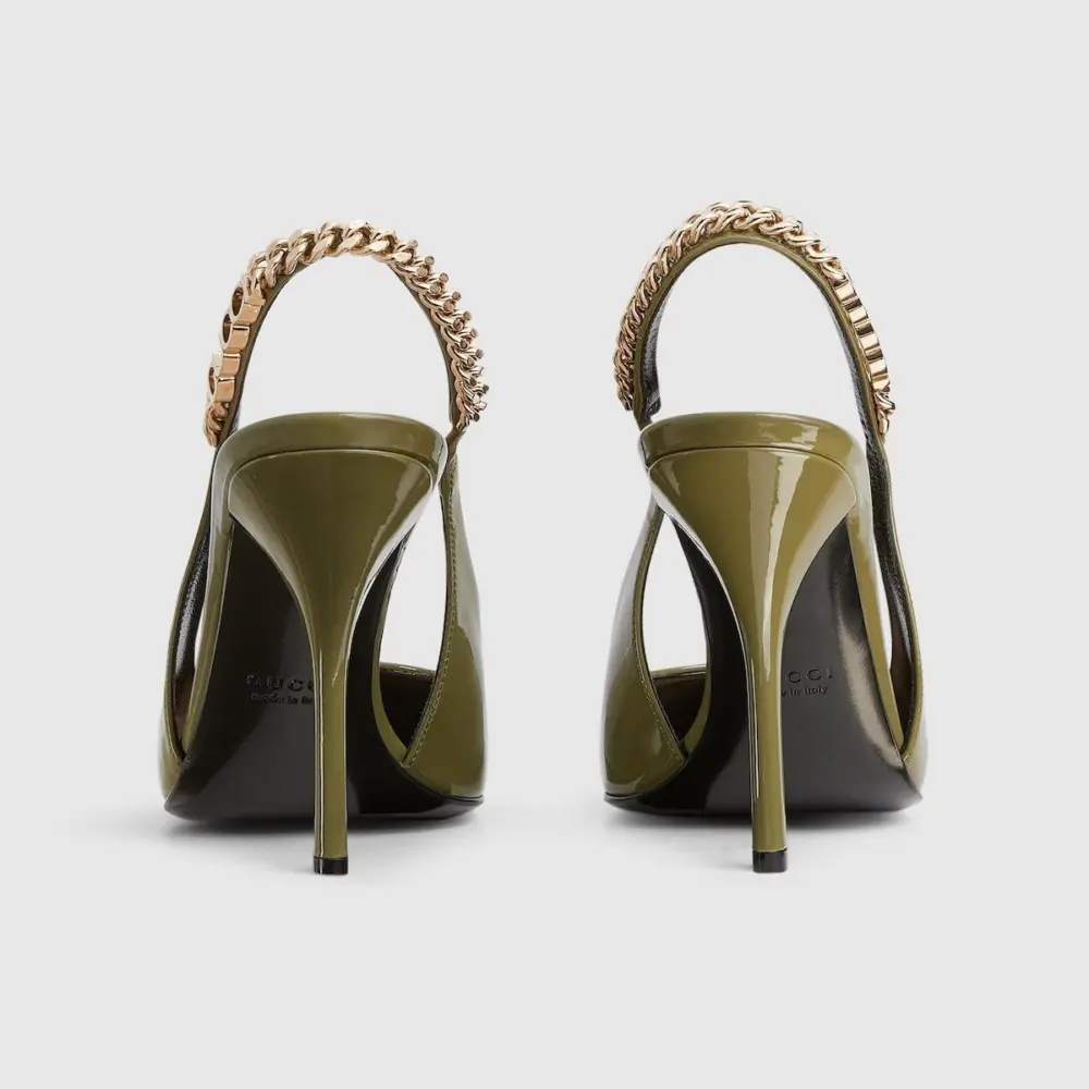 Giày Gucci Signoria Slingback Pump ‘Dark Green’ 783821-BNC80-3706 - Ảnh 3