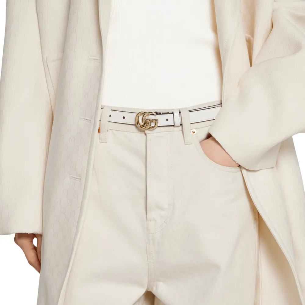 Alternative view of Thắt Lưng Gucci GG Marmont Thin Belt ‘White’ 409417-0AAA5-9014