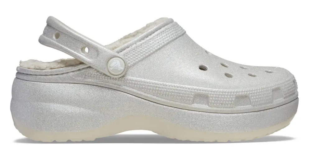 Dép Crocs Platform Glitter Lined Clog ‘Silver’ 210413-040