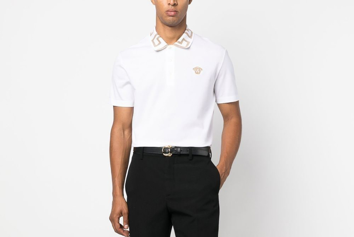 Áo Versace Greca Polo Shirt ‘White’ A874021-A06199-1W000 - Ảnh 4