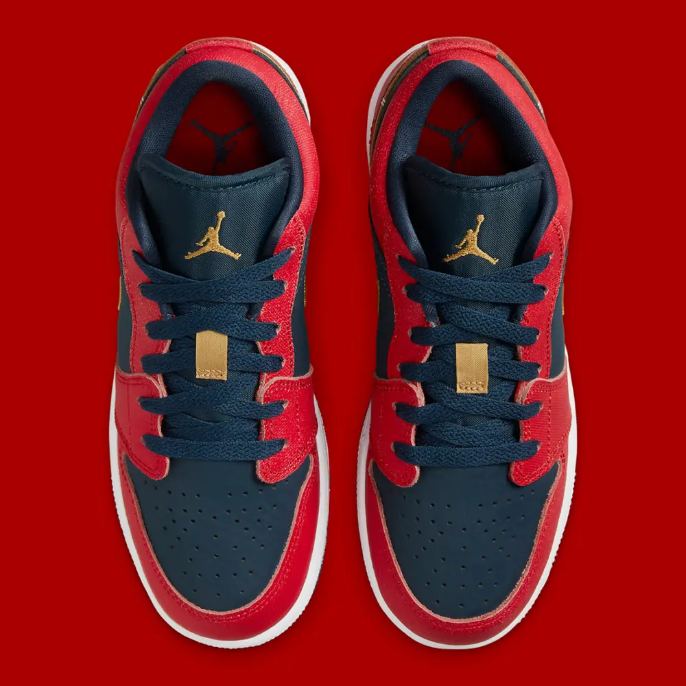 Giày Nike Air Jordan 1 Low GS ‘Armory Navy Sport Red’ FQ7380-400 - Ảnh 5
