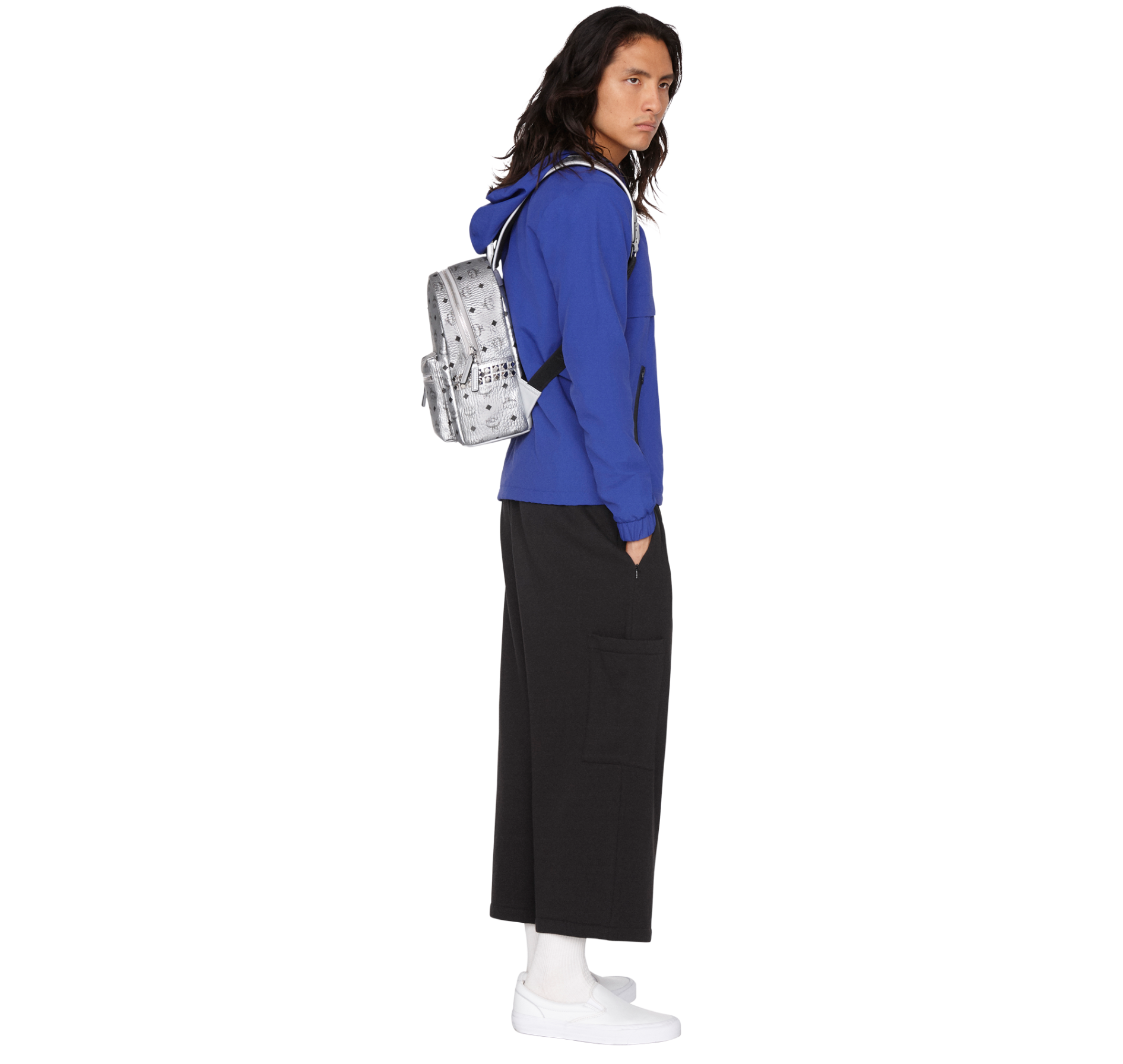 Alternative view of Balo MCM Stark Side Studs Backpack In Visetos ‘Silver’ MMK9SVE43SB001