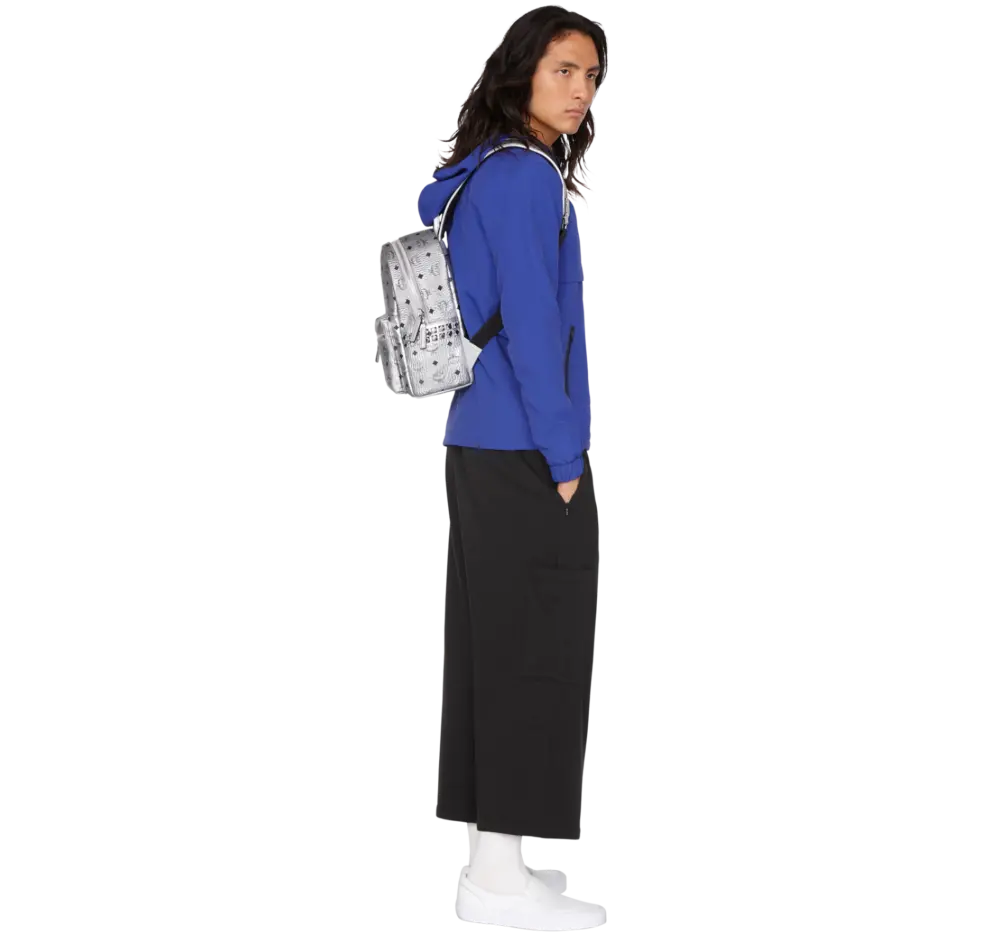 Alternative view of Balo MCM Stark Side Studs Backpack In Visetos ‘Silver’ MMK9SVE43SB001