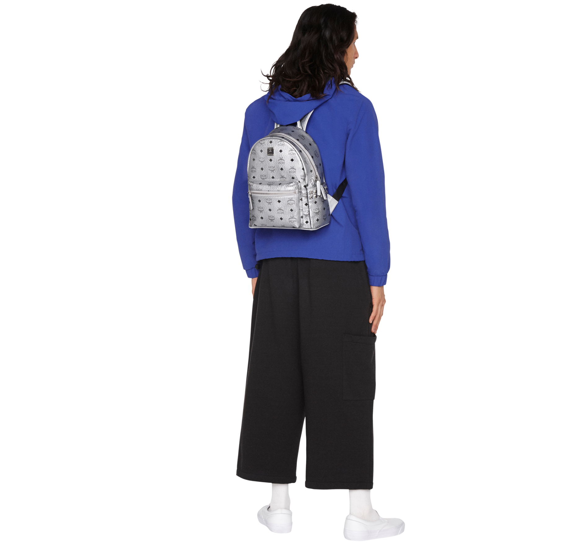 Balo MCM Stark Side Studs Backpack In Visetos ‘Silver’ MMK9SVE43SB001 - Ảnh 3