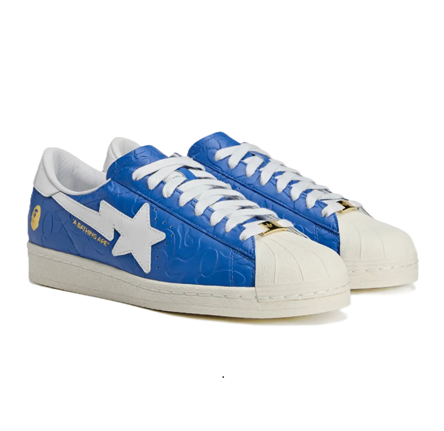 Giày Adidas Superstar Vintage Bape 'Blue White' JR2702 - Ảnh 7