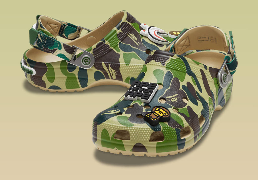 Dép Crocs Classic Clog x A Bathing Ape ABC ‘Camo Green’ 209627-212 - Ảnh 3