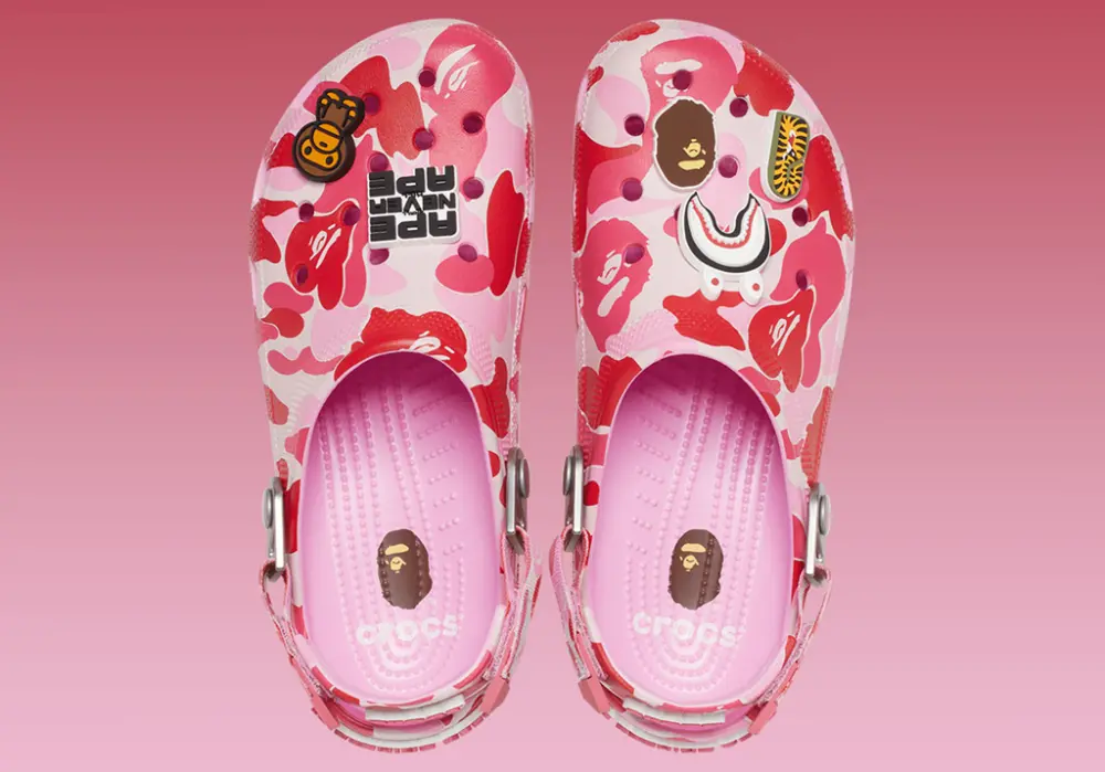 Dép Crocs Classic Clog x A Bathing Ape ABC ‘Camo Pink’ 209627-6I2 - Ảnh 4