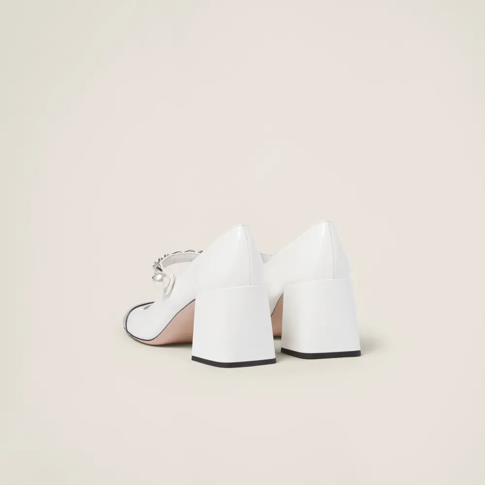 Giày Cao Gót Miu Miu Patent Leather Pumps ‘White’ 5I248D-ZHV-F0964-F-M065 - Ảnh 3