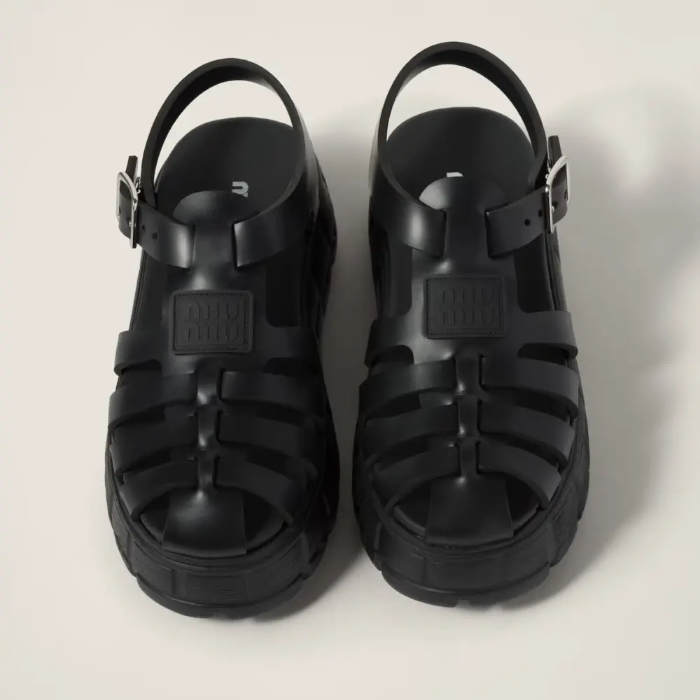 Dép Miu Miu Soft Cage Flatform Sandal ‘Black’ 5X140E-3LKK-F0002-F-050 - Ảnh 4