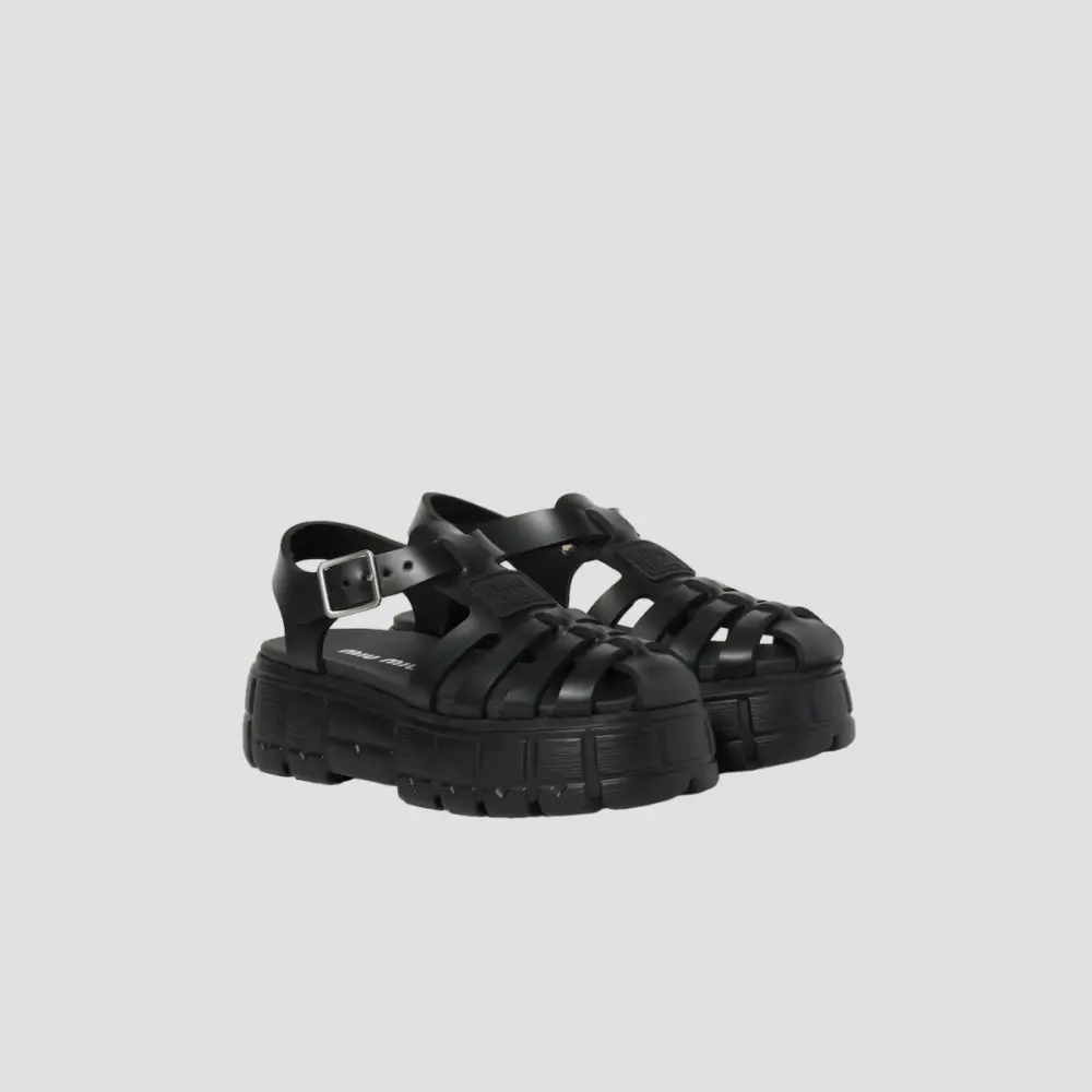 Dép Miu Miu Soft Cage Flatform Sandal ‘Black’ 5X140E-3LKK-F0002-F-050 - Ảnh 3