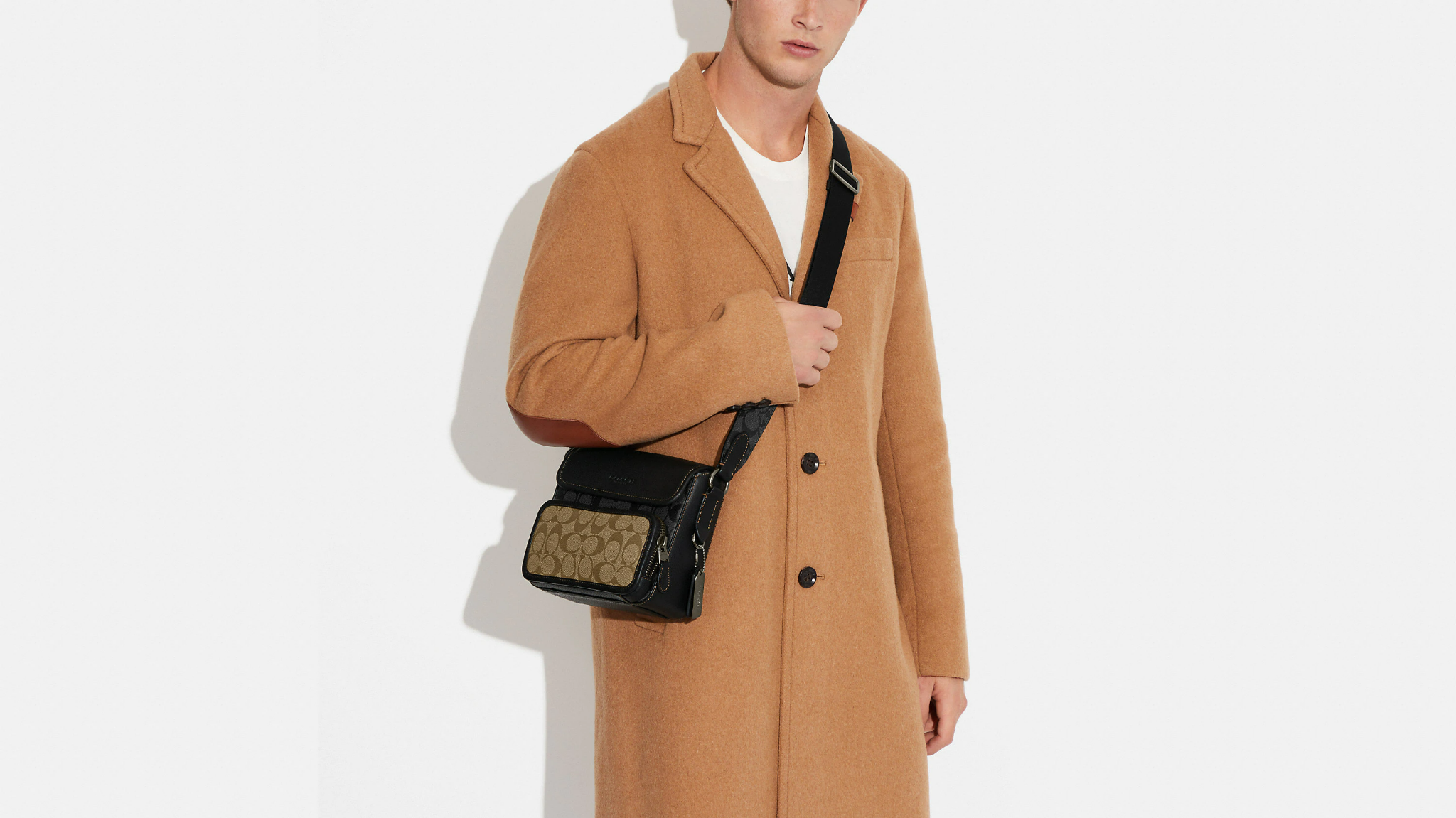 Alternative view of Túi Coach Sullivan Flap Blocked Canvas ‘Charcoal’ CC032-QBTUP