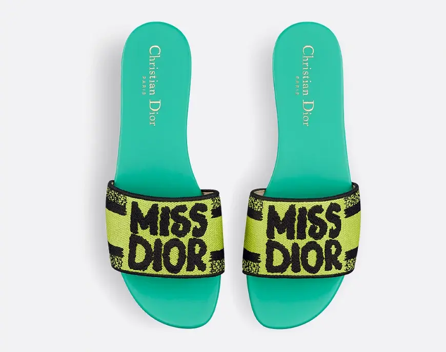 Dép Dior Dway Embroidered ‘Lime’ KCO136EZD-S52H - Ảnh 3