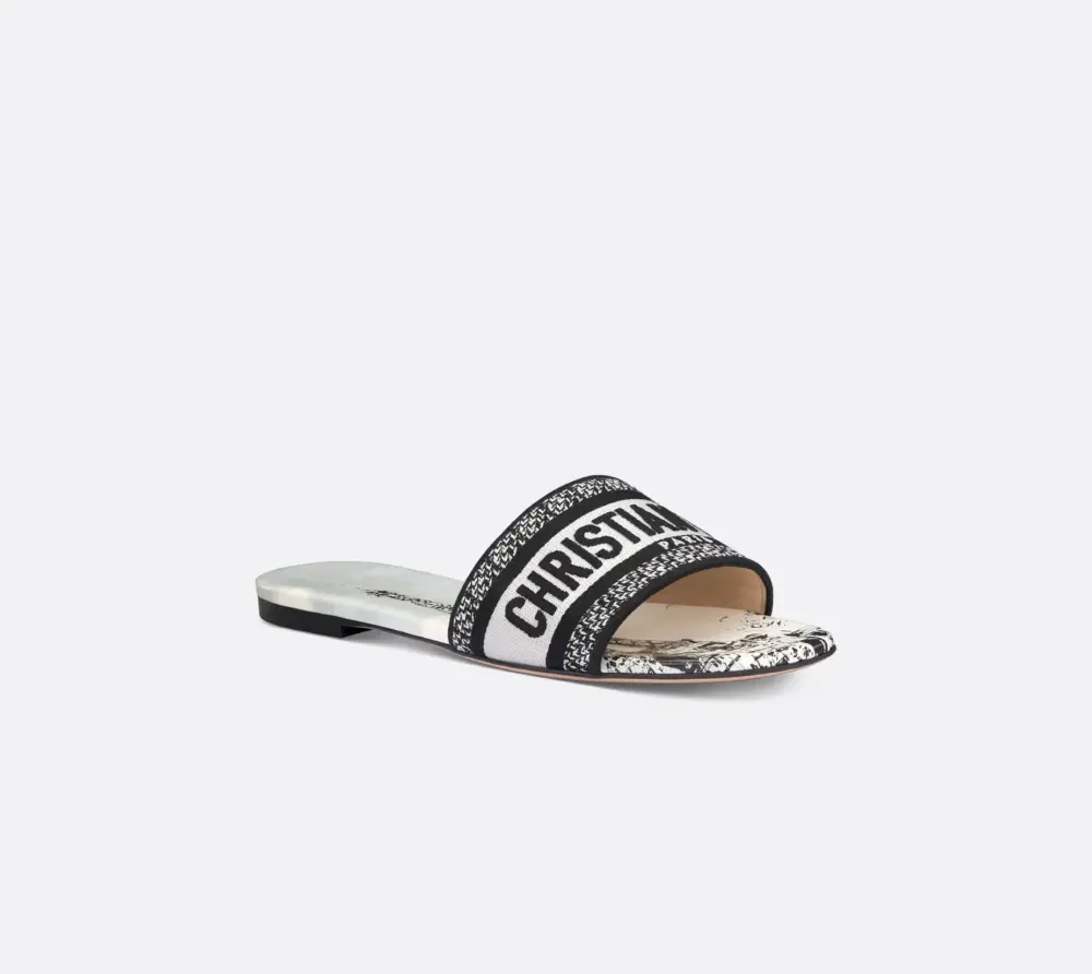 Dép Dior Dway Slide ‘White Black’ KCQ209EIF-S15W - Ảnh 4