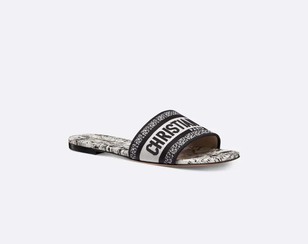 Dép Dior Dway Slide ‘Black White’ KCQ209PSG-S19W - Ảnh 4
