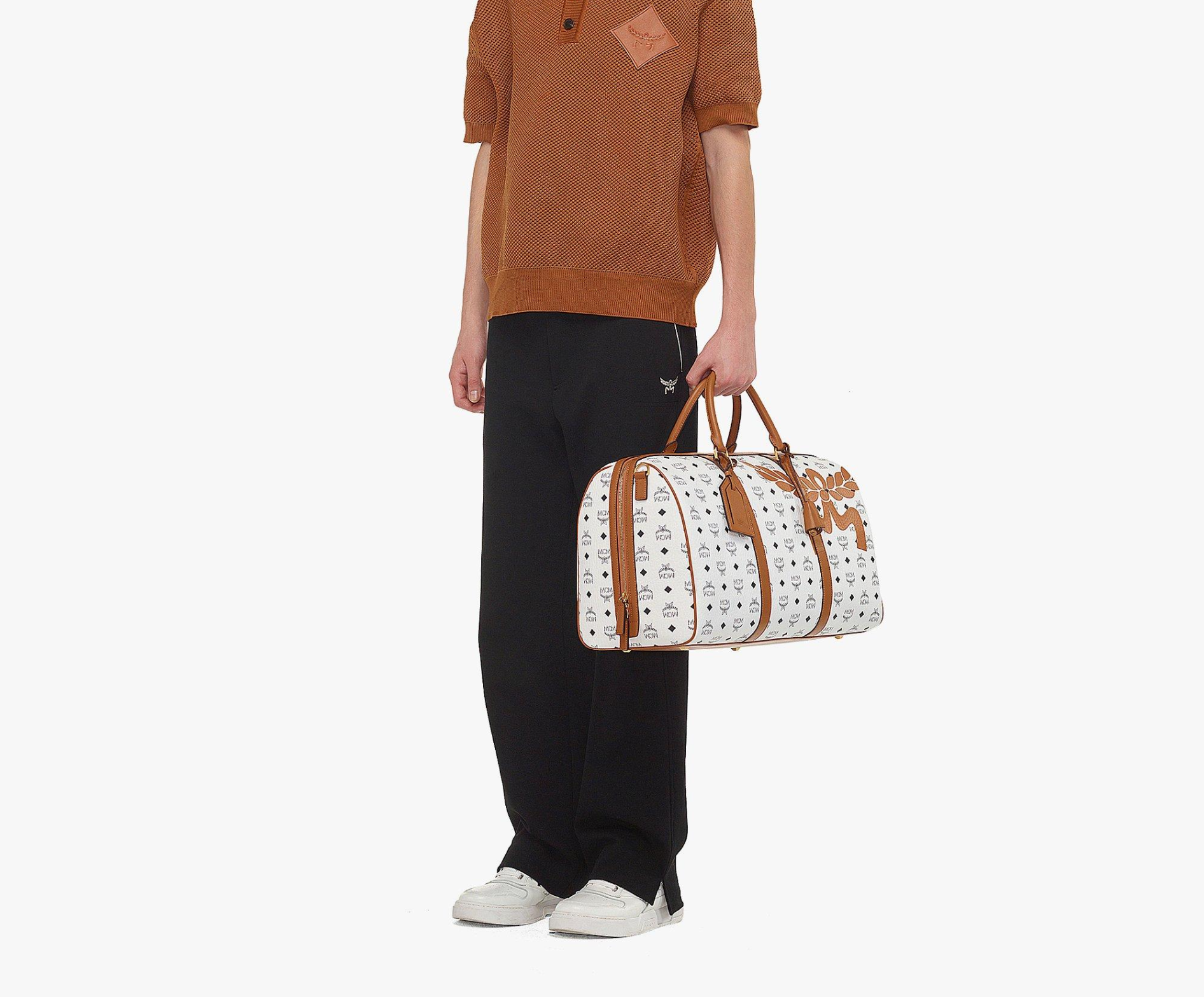 Túi MCM Ottomar Weekender Mega Laurel Visetos ‘White’ MMVESTT02WT001 - Ảnh 2