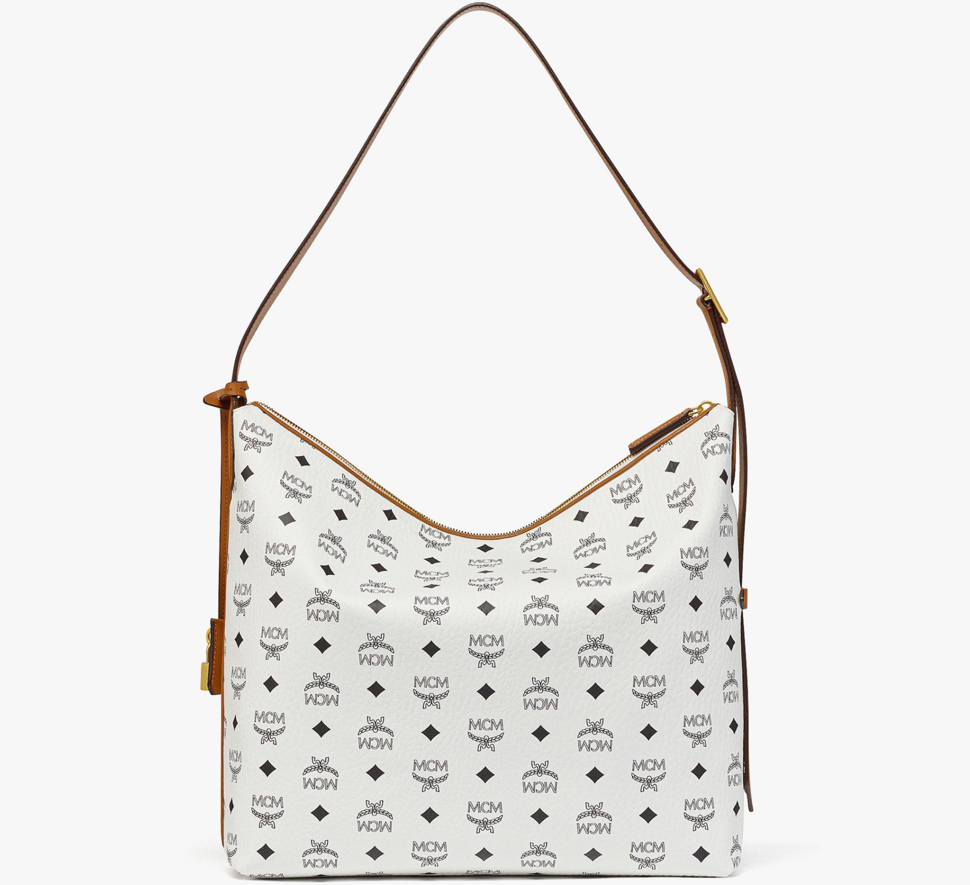 Túi MCM Aren Hobo in Mega Laurel Visetos ‘White’ MWHESTA06WT001 - Ảnh 4