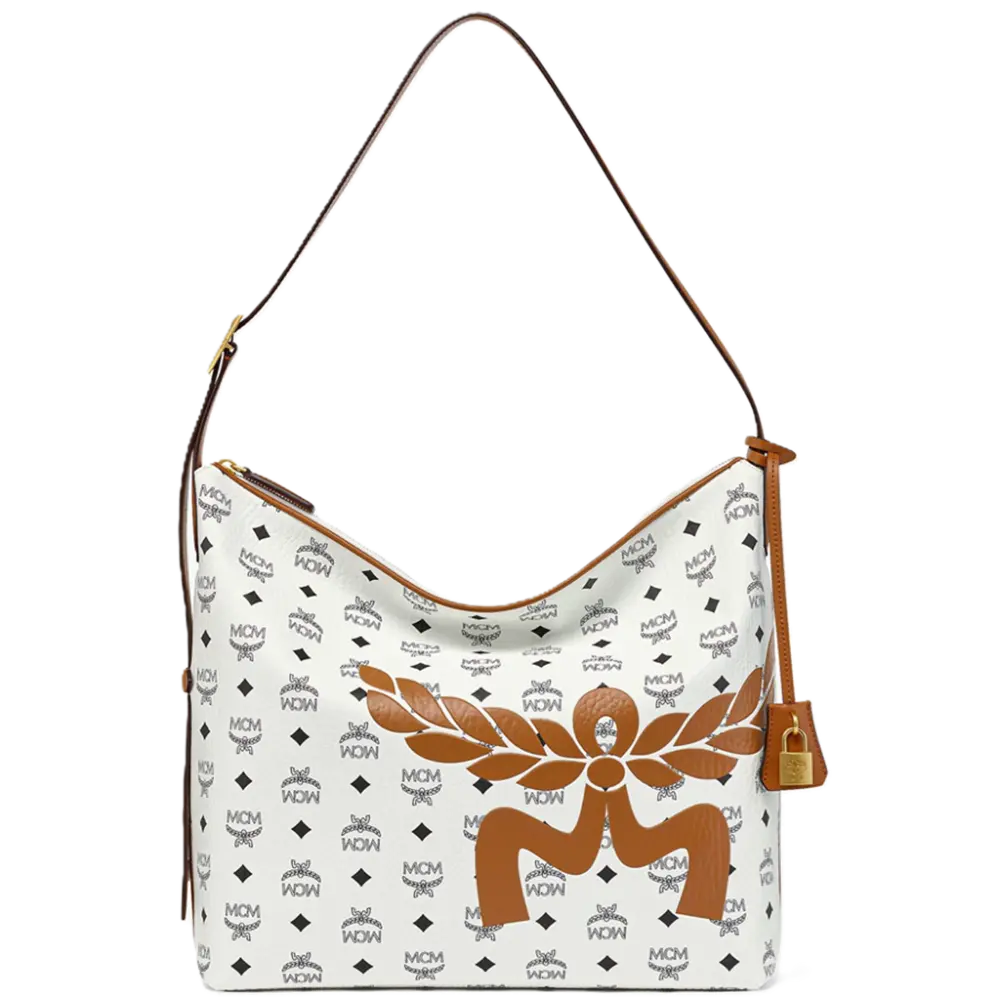 Túi MCM Aren Hobo in Mega Laurel Visetos ‘White’ MWHESTA06WT001