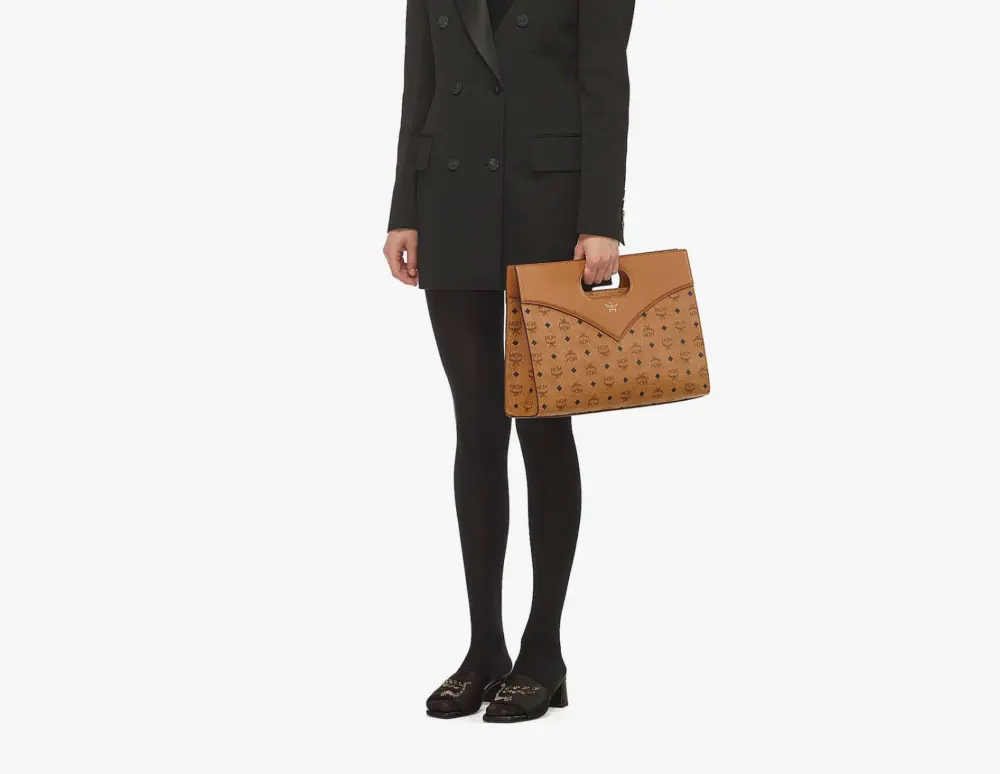 Alternative view of Túi MCM Diamond Tote Visetos Leather Mix ‘Cognac’ MWTESAK01CO001