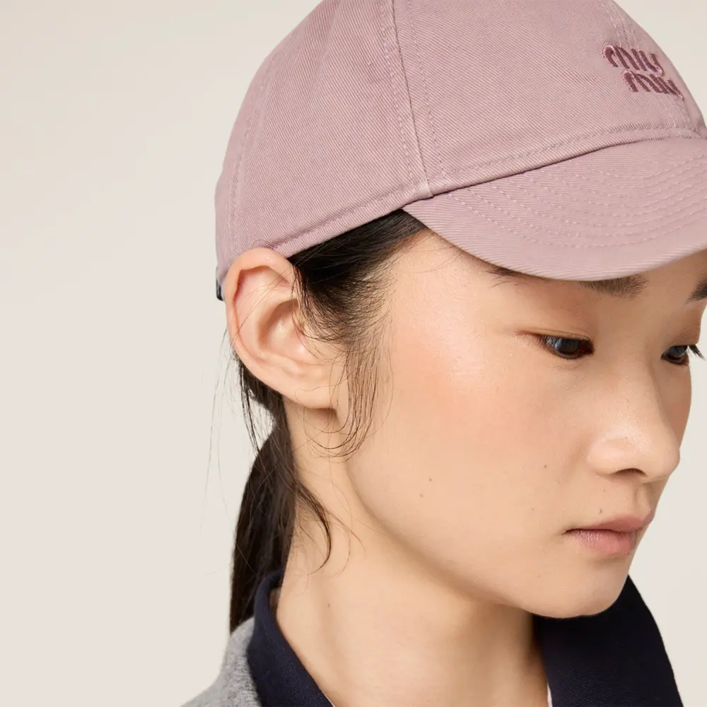 Mũ Miu Miu Drill Baseball Cap ‘Raspberry’ 5HC370-2CR2-F0590 - Ảnh 3